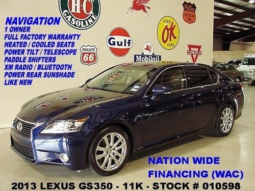 13 gs350,rwd,prem pkg,sunroof,nav,back-up,htd/cool lth,18in whls,11k,we finance!