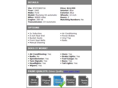 1965 Ford Mustang 289 V8 Automatic PB Bucket Seats Vinyl Top TAKE A LOOK AT THIS, image 31