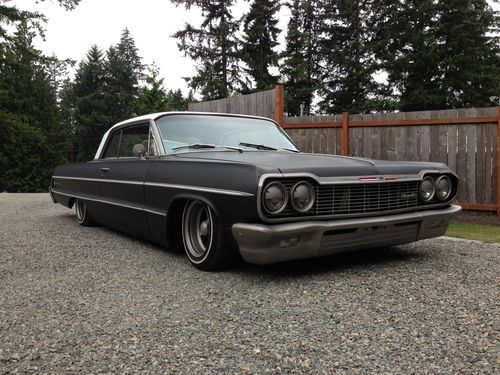 1964 impala matte black wrap air suspension great driver lowrider show bagged