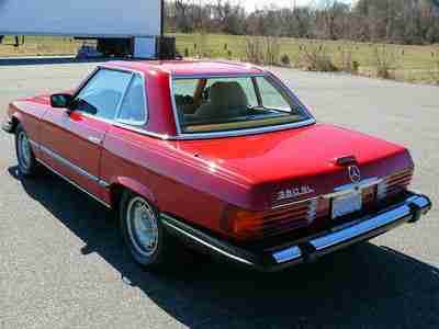 RARE MERCEDES BENZ 380SL CONVERTIBLE LOW MILES CLEAN V8 AUTO HARD SOFT TOPS, image 8