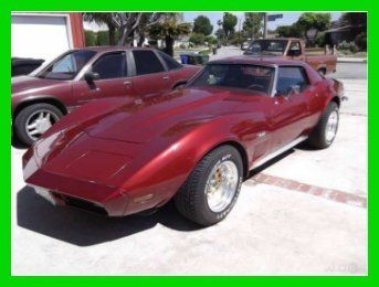 1973 chevy corvette stingray 5.7l t-top coupe leather power burgandy