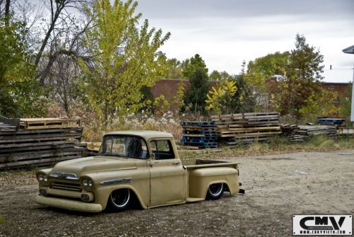 1959 chevy fleetside bagged patina air ride ls fi slammed low 3100 apache 59 rod