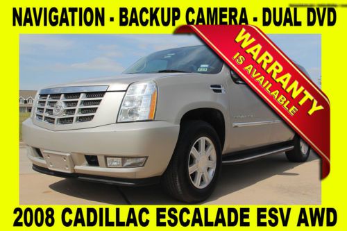 2008 cadillac escalade esv awd,dual dvd,navigation,backup camera