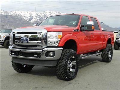 Ford crew cab lariat 4x4 powerstroke diesel custom lift wheels tires leather tow