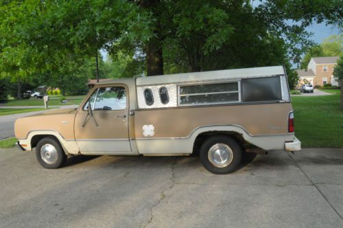 1972 dodge 100 adventurer 1/2 ton 360 2bbl 3 speed 2 tone w/ truck cap towing 1