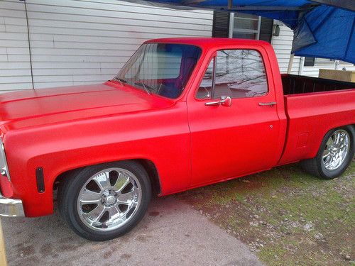 1974 chevy cheyenne super red chrome 20's bbc sbc chevrolet swb