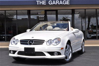 2006 mercedes-benz clk500 convertible amg sport,only 23k! white/stone/blue top!!