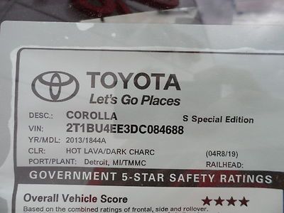2013 Toyota Corolla S Special Edition in HOT LAVA 0% for 60 months, US $21,540.00, image 27