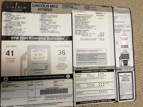 Excellent Condition 2012 Lincoln MKZ Hybrid, US $28,900.00, image 4