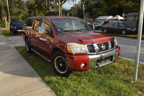 2004 nissan titan le crew cab pickup 4-door 5.6l red tow package