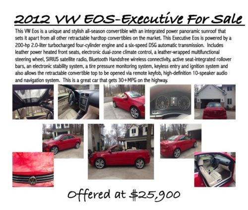 2012 volkswagen eos executive convertible 2-door 2.0l