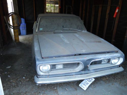 1968 pymouth barracuda convertible 318 cu in blue with a black top