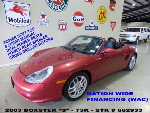 03 boxster s conv,6 speed trans,pwr soft top,lth,bose,17in whls,73k,we finance!!