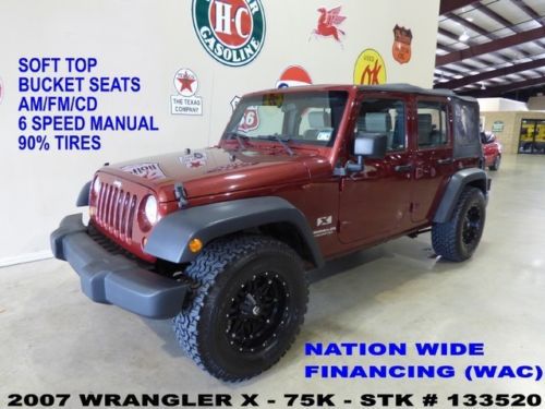 2007 wrangler unlimited x 4x2,6 speed trans,soft top,alpine,black fuel whls,75k!