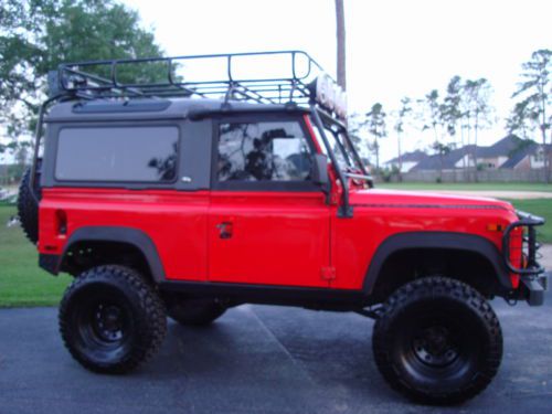 1997 land rover defender d90. red, low miles, automatic, 4x4, removable hardtop