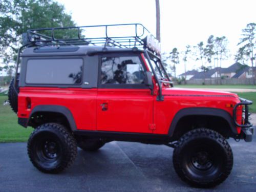 1997 land rover defender d90. red, low miles, automatic, 4x4, removable hardtop