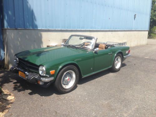 1975 triumph tr-6, british racing green/tan, &lt;72k miles, no reserve, no rust!