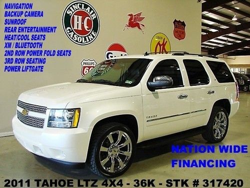 2011 tahoe ltz 4x4,sunroof,nav,rear dvd,htd/cool lth,chrome 22's,36k,we finance!