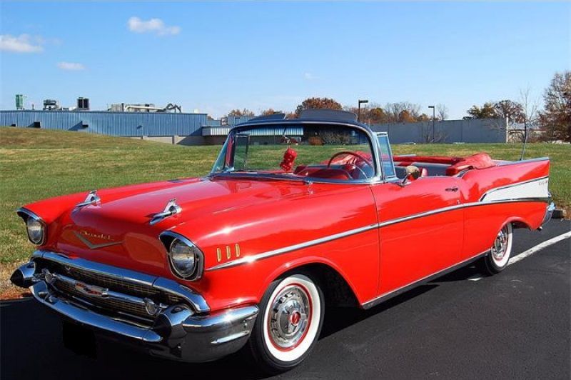 1957 chevrolet bel air/150/210 red convertible