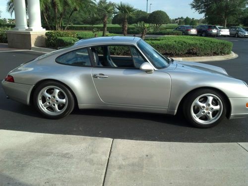 1997 993 carrera coupe 3.6 liter, arctic silver metallic, midnite blue interior