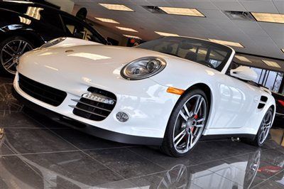2012 porsche carrera turbo cabriolet 3.8l 500hp-sport chrono white/blue only 2k!