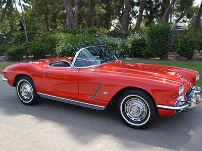 62 vette, roman red, black interior, replacement small block, 4-speed manual