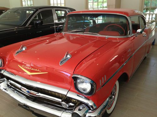 1957 bel air stunning matador red all original fuelie rotisserie restored