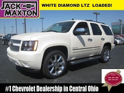 Chevy white diamond tahoe ltz 4wd leather sunroof entertainment  nav low miles