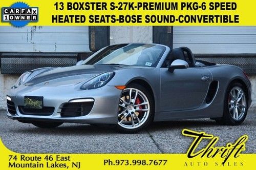 13 boxster s-27k-msrp $76k-premium pkg-6 speed-heated seats-bose-convertible