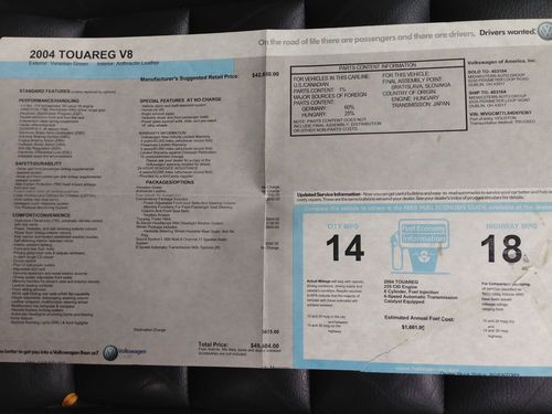 2004 Volkswagen Touareg V8 Sport Utility 4-Door 4.2L - NO RESERVE, US $7,000.00, image 8