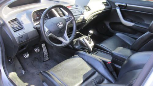 2006 Silver Honda Civic Si Black Leather Interior, image 4