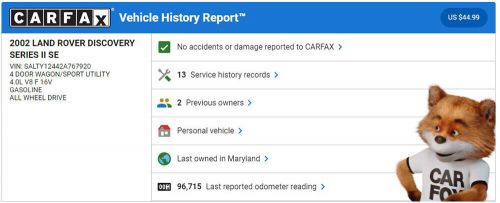 2002 land rover discovery se7 3rd row serviced tow 96k mi carfax