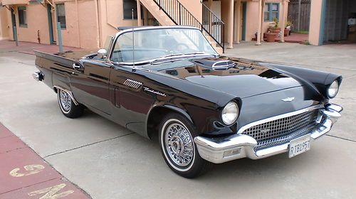 1957 ford thunderbird,  triple black car. both tops,  wire wheels, p/s, p/b