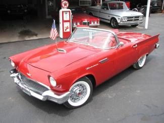 1957 thunderbird torch red solid california t-bird hard top roadster ps pb pseat
