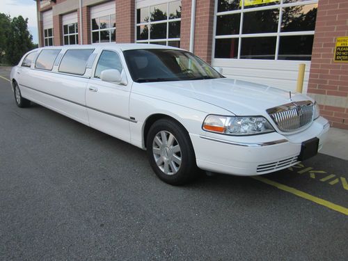 Super stretch lincoln town car limousine by tiffany coach white with black int