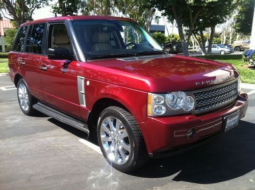 2006 range rover supercharged rimini red on white full leather 95000mi clean