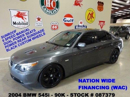 2004 545i,6 speed trans,sunroof,lth,park sensors,18in black whls,90k,we finance!