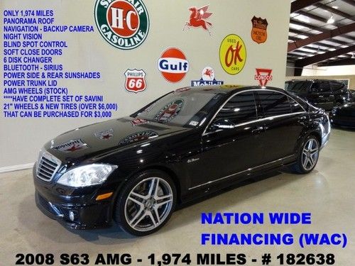 08 s63 amg,pano roof,nav,back-up,night vision,htd/cool lth,amg whls,1kwe finance