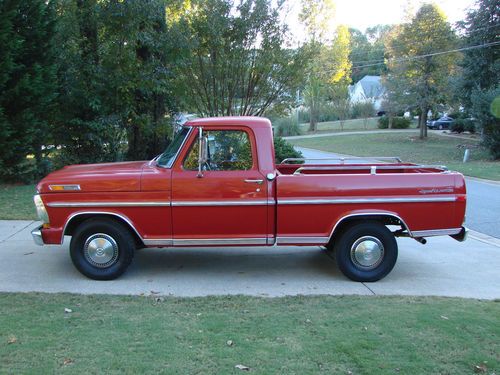 1972 ford f-100 sport custom red short bed all original georgia truck very nice!