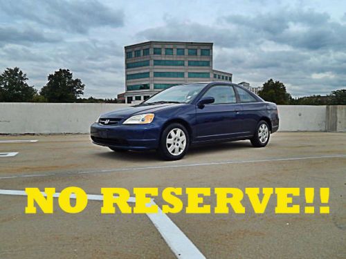 2002 honda civic coupe nice gas saver runs great wow no reserve!!!