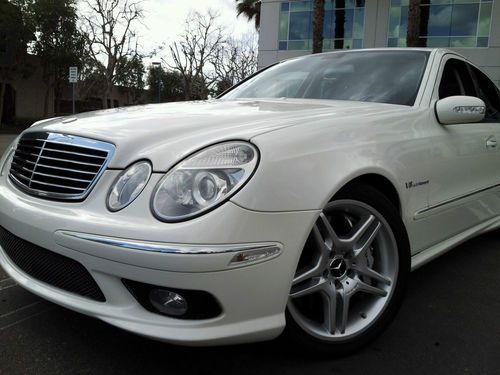 2005 mercedes e55 amg very rare alabaster white with 2 tones charcoal &amp; merlot