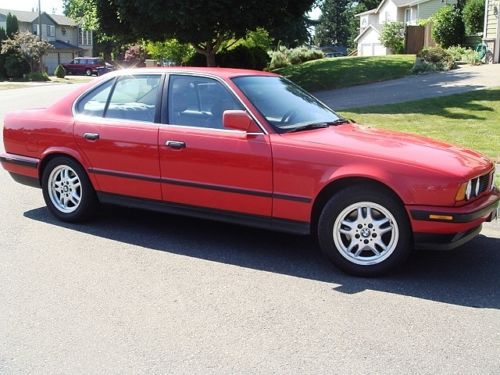 1991 bmw 525i sedan 4 door red sun roof new tires radiator stereo run great