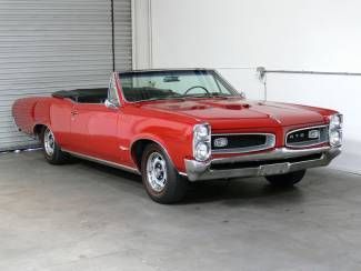 1966 gto convertible montero red tri power, 389 c.i. v8, auto trans