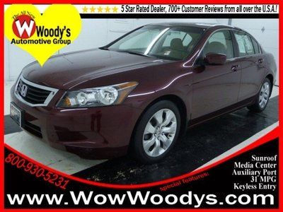 Low miles! ex fwd 2.4l sunroof, media center w/aux, 31 mpg certified warranty