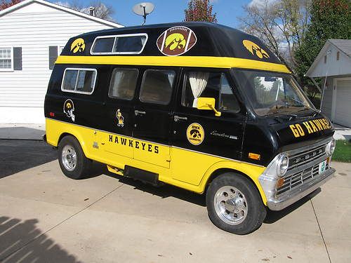 Vintage 1972 ford van , iowa hawkeye tailgate van,,vintage camper !!!!!!!