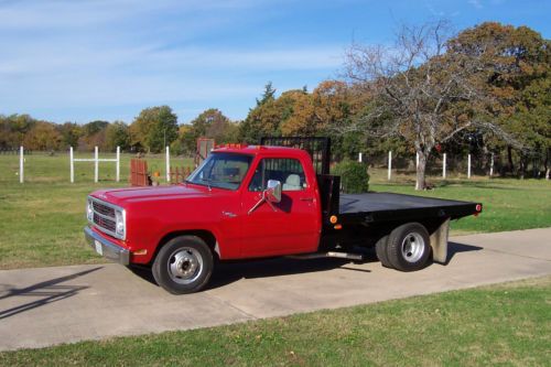 1980 dodge custom 300 pickup truck. red 1 ton dually, flat bed