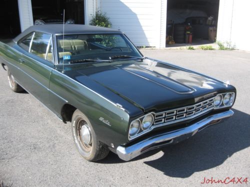 68 1968 plymouth belvedere satellite 2-door hardtop 62160 miles 273 eng w/ 3 spd