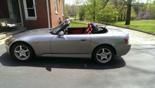 Beautiful silverstone metallic s2000 roadster with red leather interior