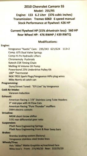 2010 Camaro SS (2SS/RS), US $33,000.00, image 3