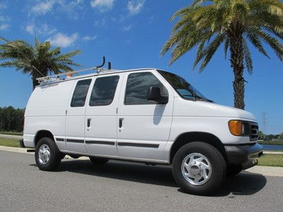 Ford e250 cargo van w/ladder racks, int shelves, bins and ac/dc inverter - clean